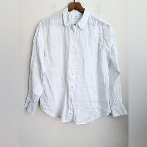 uniqlo white hemp button down shirt long sleeve L